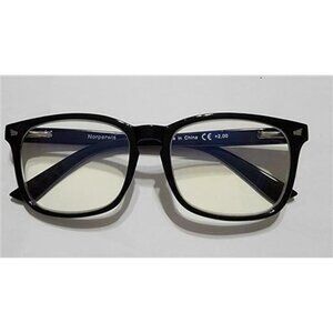 NWT LG Black Rectangle Frame Blue Light 3.0 Reading Nerd Glasses Readers 84221